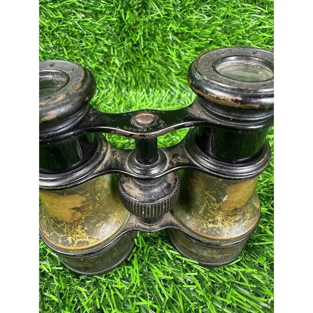 Antique Opera Glasses Tarnished Brass Black Vintage Ornate Collectible